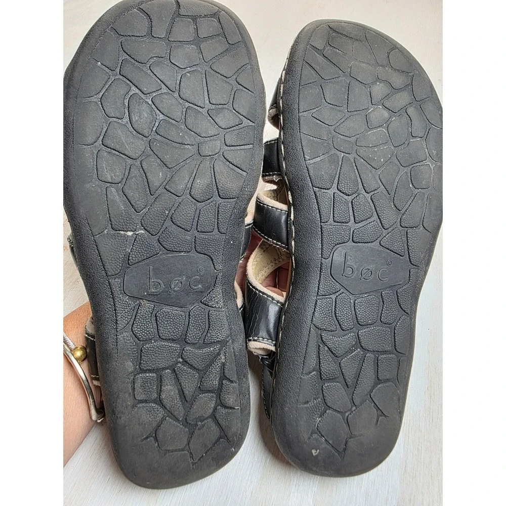 b.o.c. Born Concept Mens Leather Fisherman Sandals Black Bungee AD4009 Size 10M